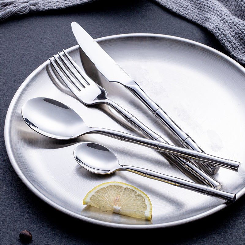 Golden Steak Cutlery Set With Spoon For Dining Table