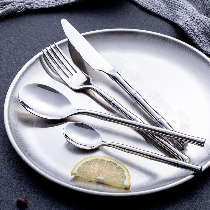 Golden Steak Cutlery Set With Spoon For Dining Table