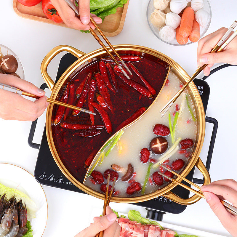 Stainless Steel Mandarin Duck Hot Pot with Titanium Plating