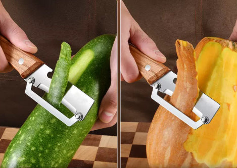 Wooden Handle Stainless Steel Vegetable Peeler Bottle Opener 2 In 1