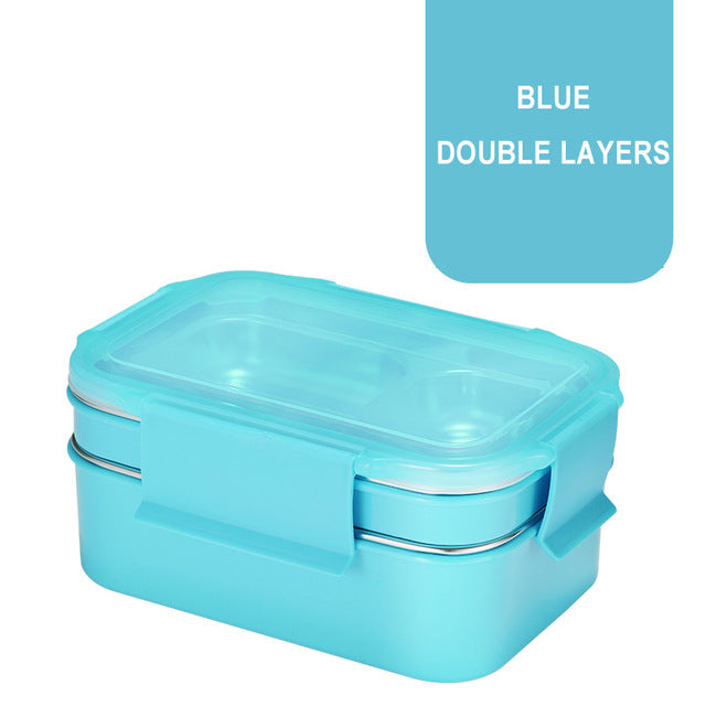 ONEUP Stainless Steel Double Layer Bento Lunch Box With Tableware