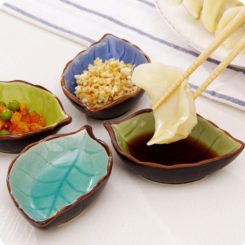 Leaf Shape Ceramic Sauce Dish Kitchen Tableware