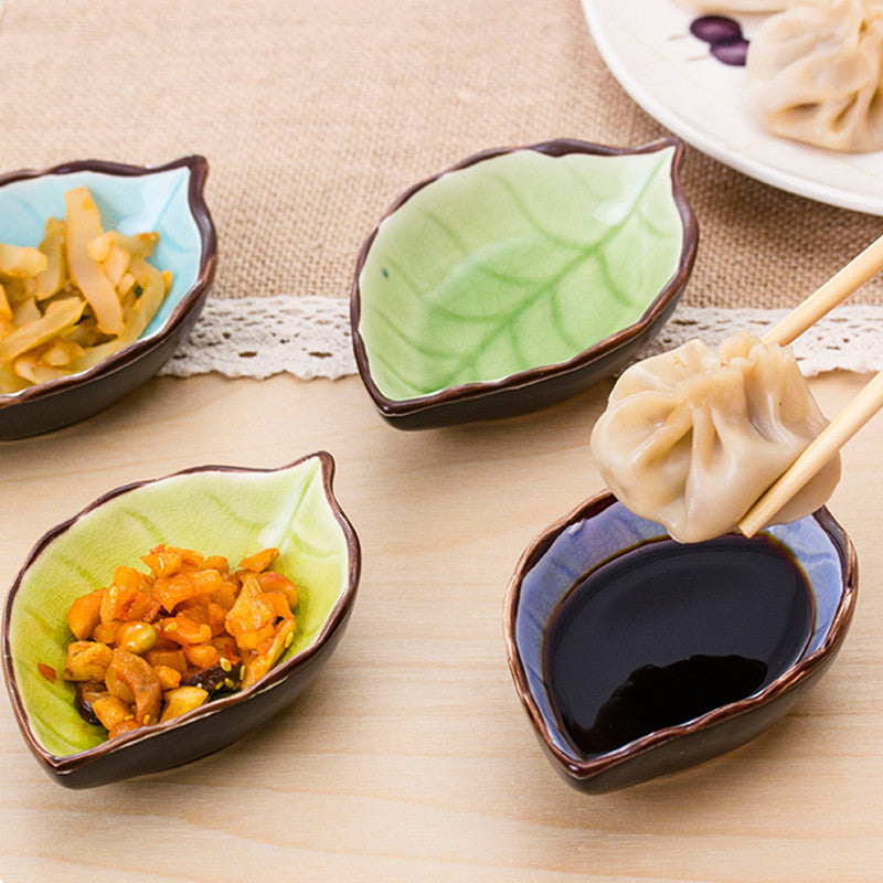 Leaf Shape Ceramic Sauce Dish Kitchen Tableware