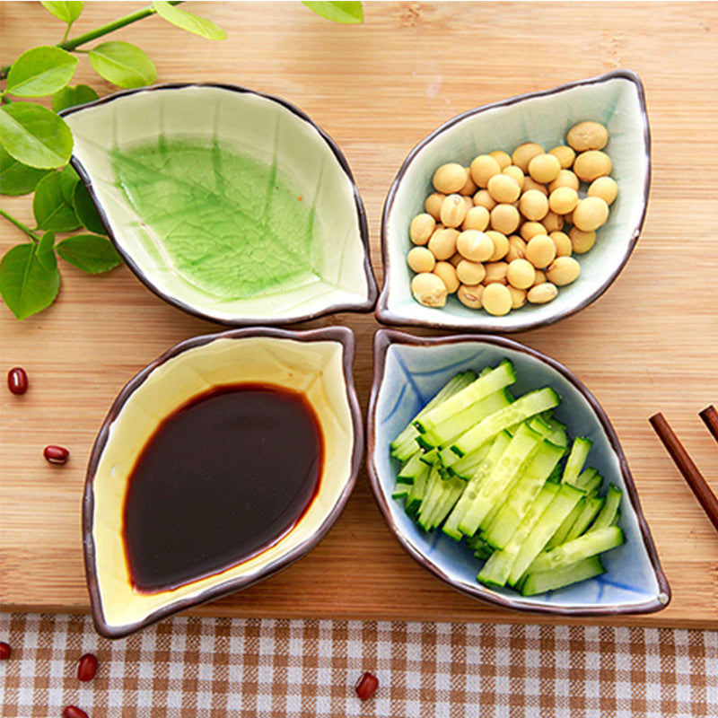 Leaf Shape Ceramic Sauce Dish Kitchen Tableware
