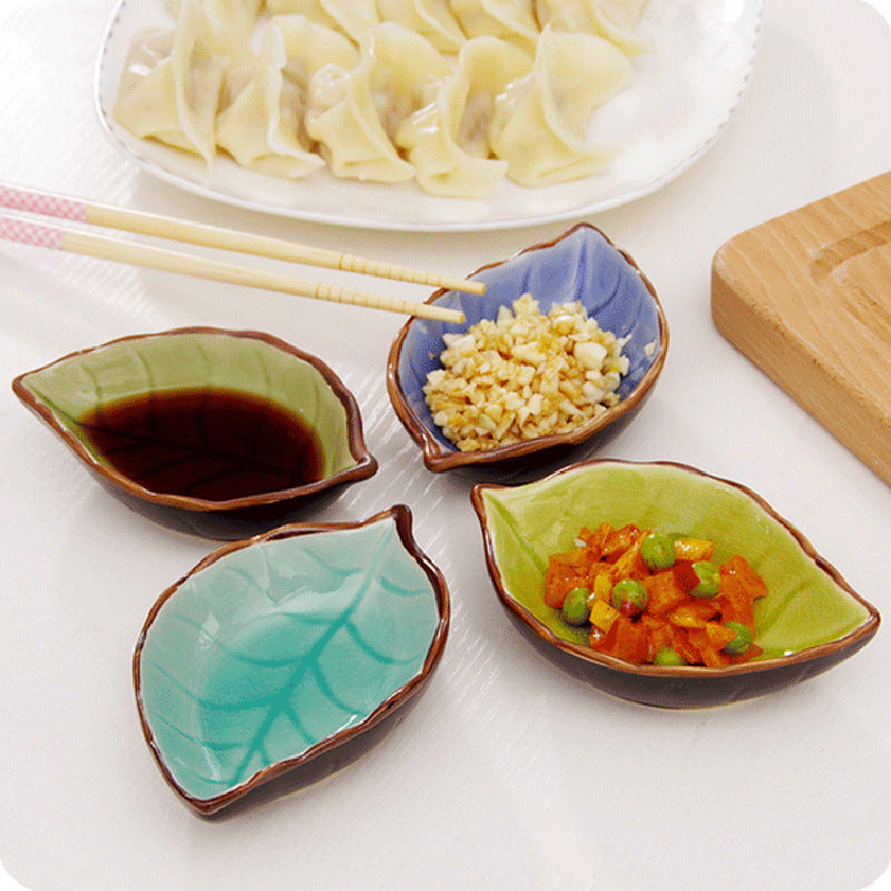 Leaf Shape Ceramic Sauce Dish Kitchen Tableware