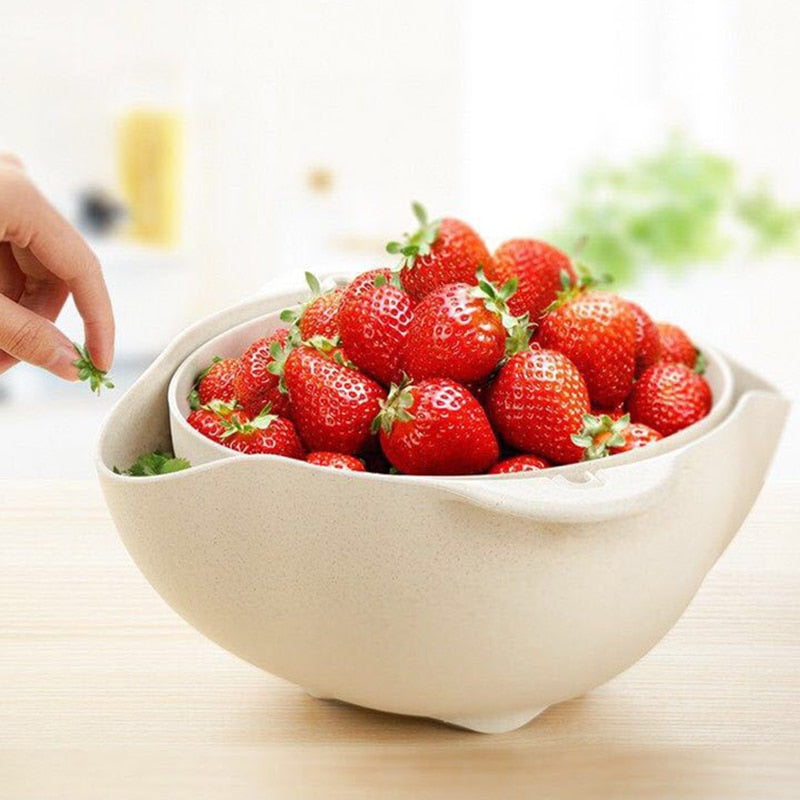 Kitchen Plastic Washing Basin Rice Fruit Sieve Organizer