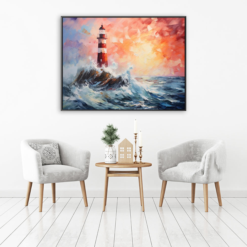 Handmade Abstract Lighthouse Oil Painting Canvas Wall Art