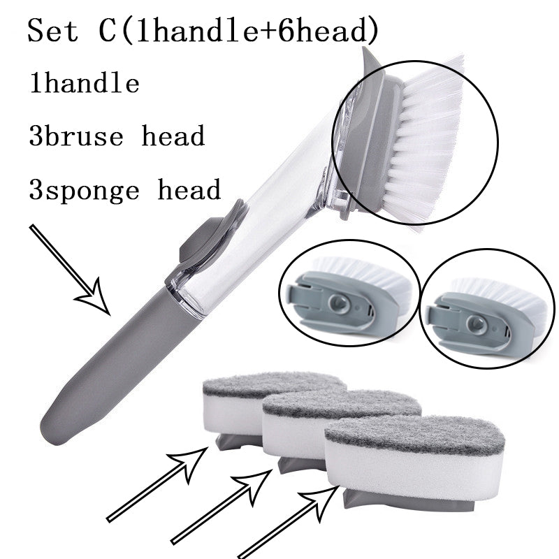2 In 1 Long Handle Removable Cleaning Brush Kitchen Tool