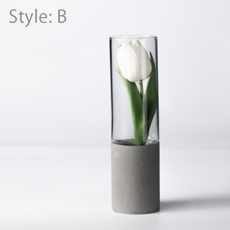 Straight Cement Flower Vase