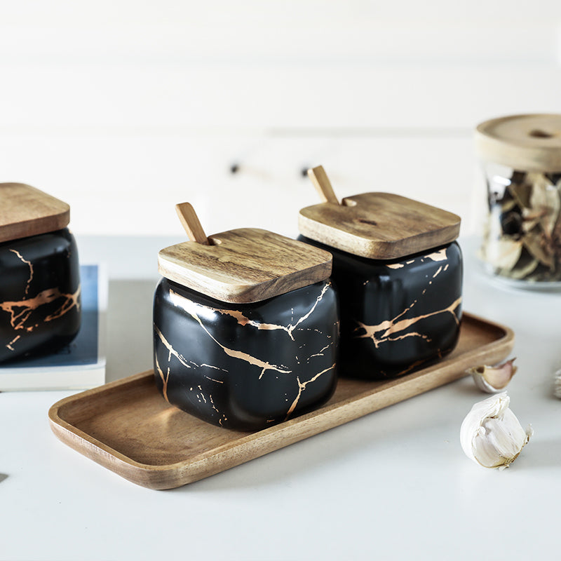 Nordic Gold Marble Storage Jar Set