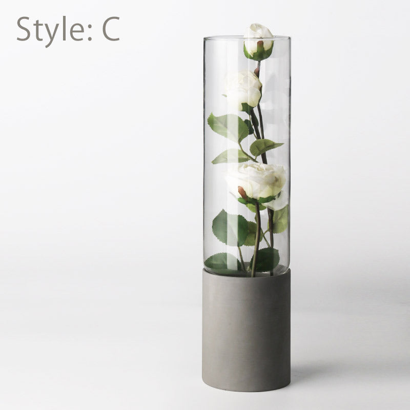 Straight Cement Flower Vase