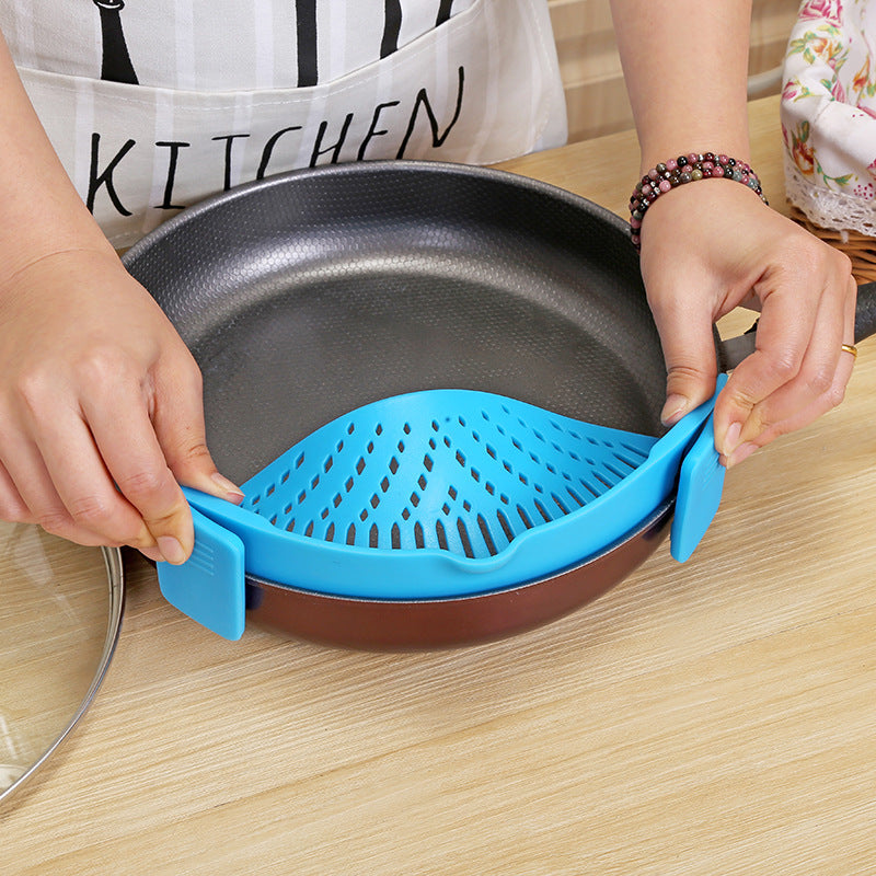 Silicone Clip-On Pot Strainer Funnel Colander Tool