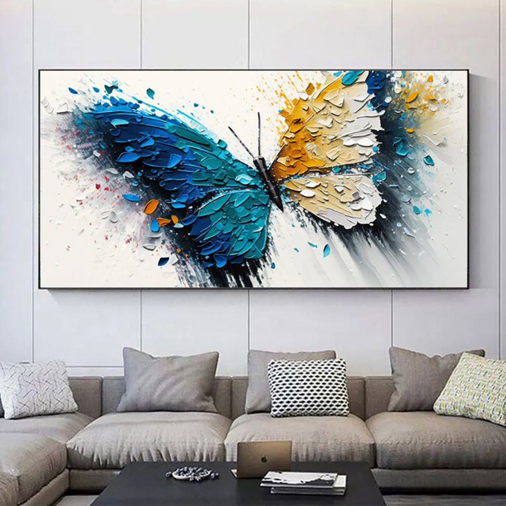 Large Abstract Butterfly Canvas Painting Living Room Wall Decor