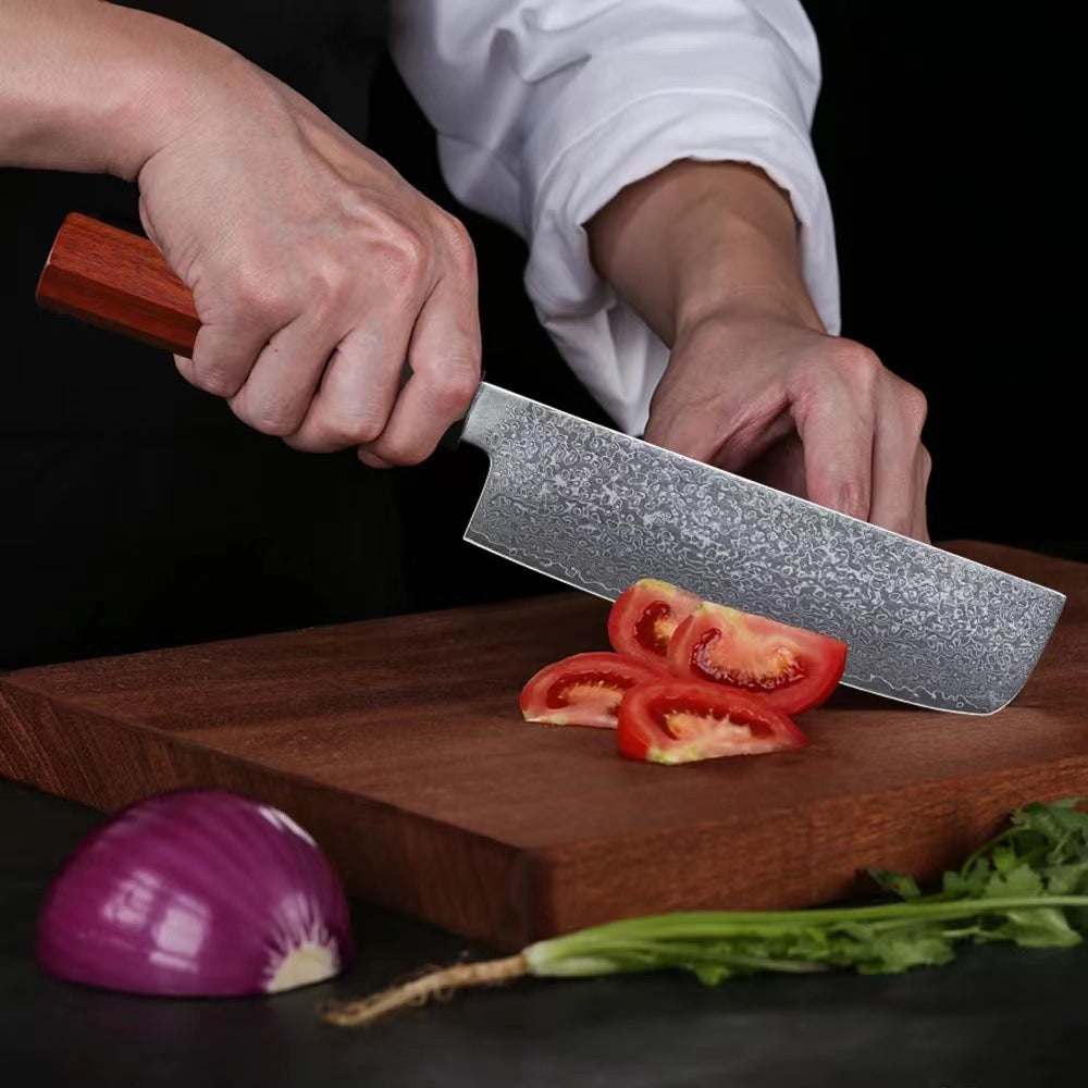 Seven Inch Damascus Steel Kitchen Knife For Precision Cooking