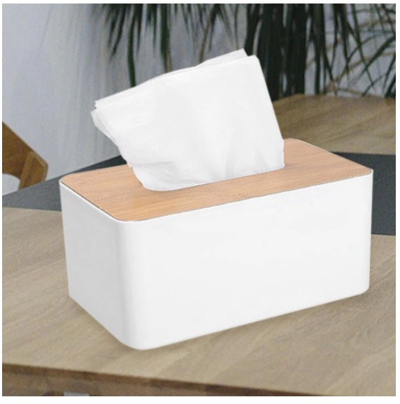 Bamboo Covered Waterproof Plastic Tissue Box Holder