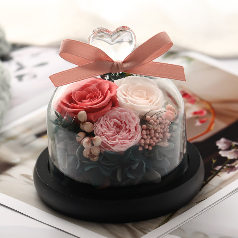 Glass Cover Eternal Rose Gift Box Valentine Birthday Gift