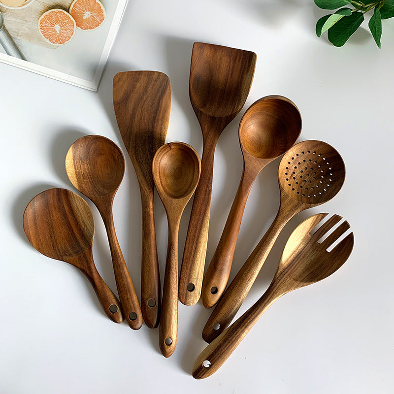 Thailand Teak Wood Kitchen Utensil Set Spoon Ladle Skimmer