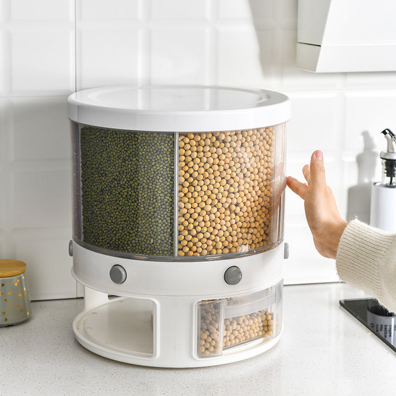 Rotatable Multi-Compartment Rice Storage Box