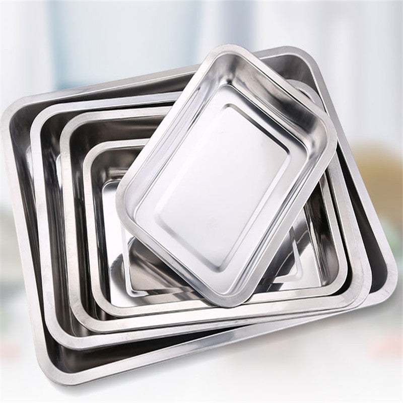 Stainless Steel Rectangular Storage Tray Deep Serving Pan