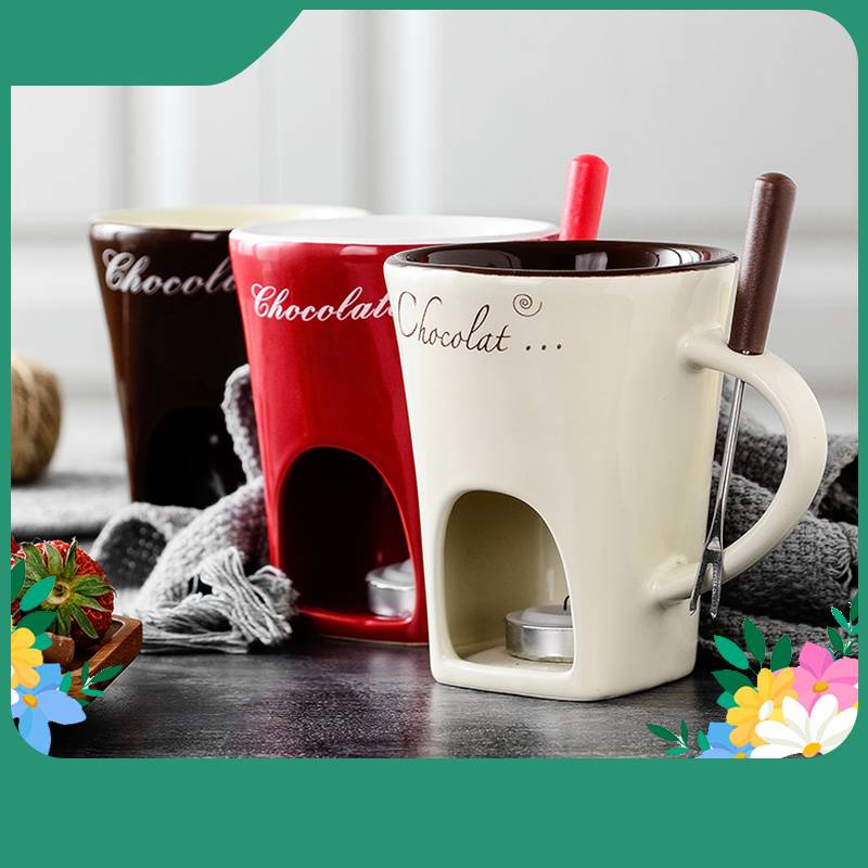 Mini Fondue Mug Set Chocolate Cheese Warmer Kit