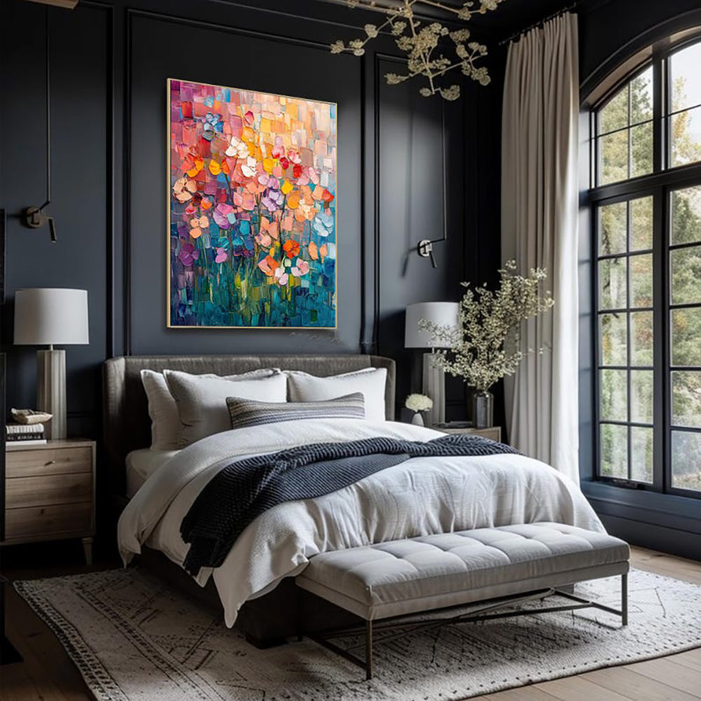 Hand-Painted Abstract Tulip Oil Painting Wall Art