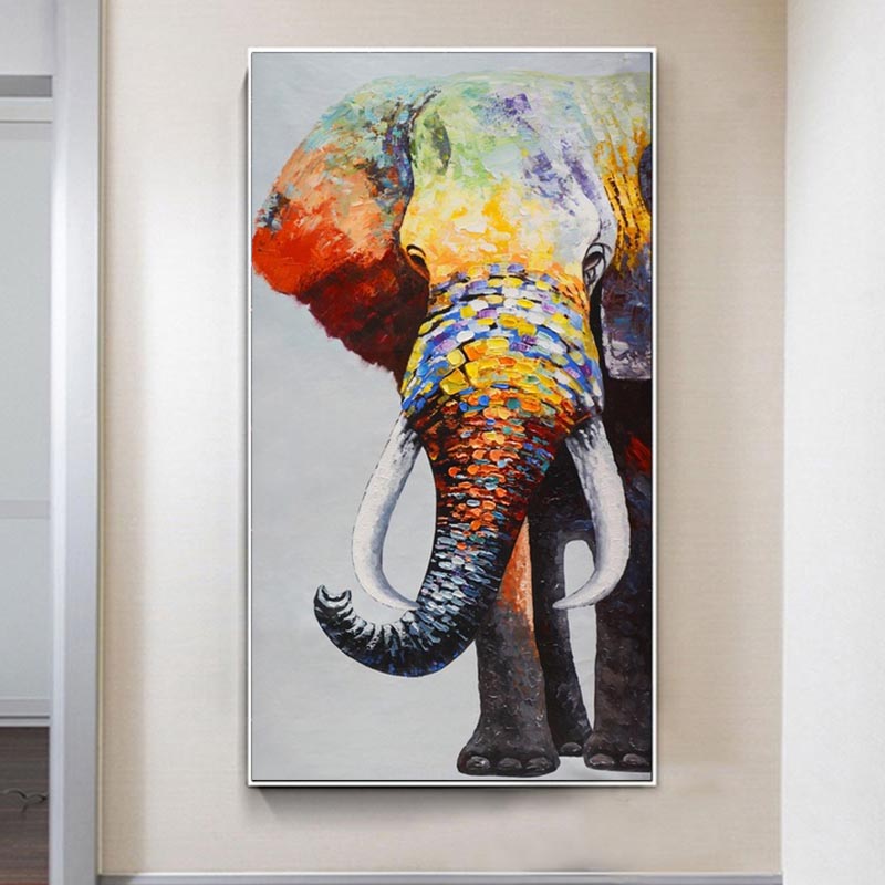 Abstract Elephant Canvas Oil Painting Wall Art