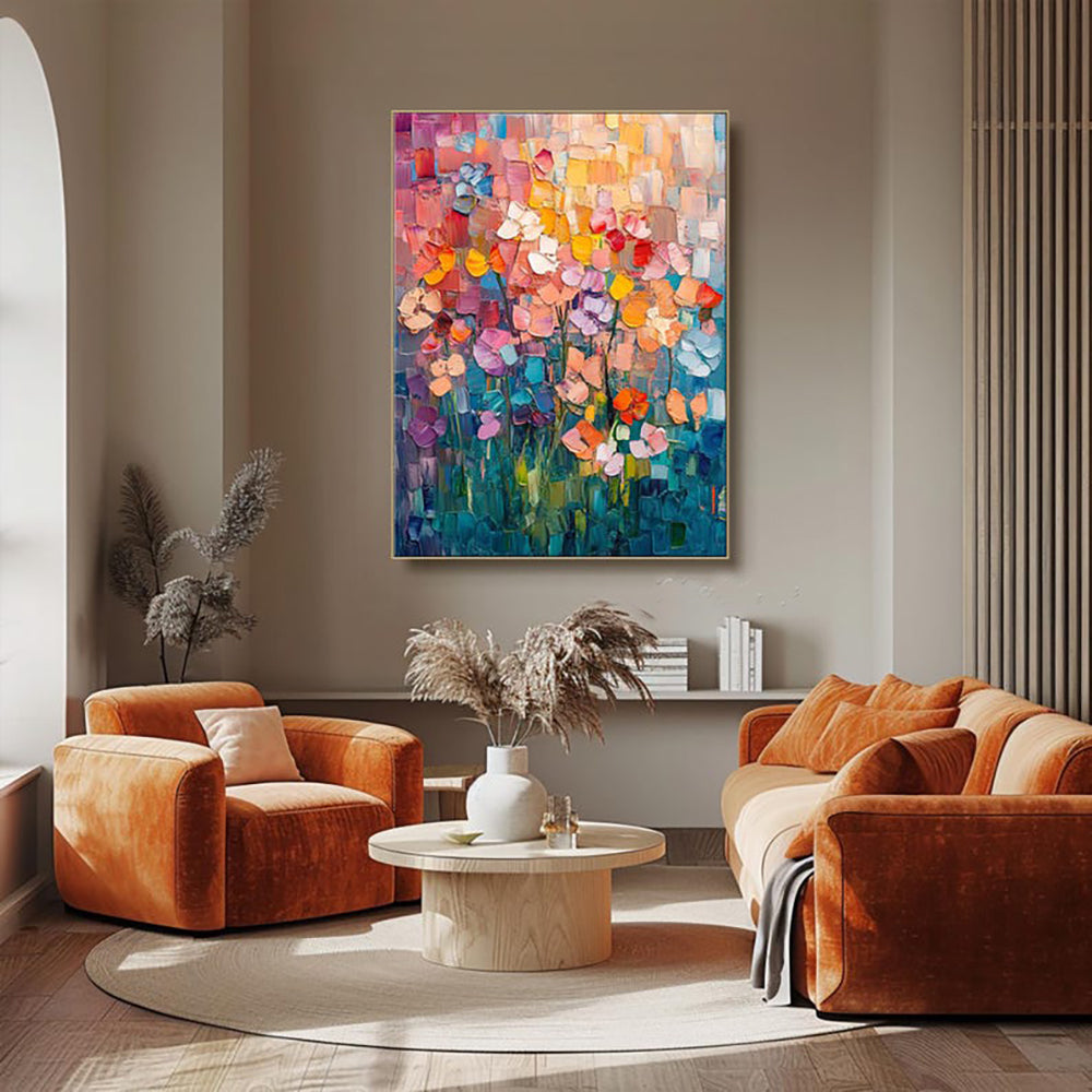 Hand-Painted Abstract Tulip Oil Painting Wall Art