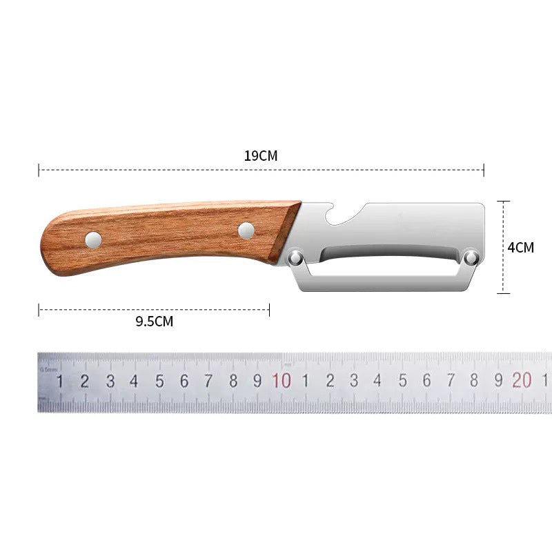 Wooden Handle Stainless Steel Vegetable Peeler Bottle Opener 2 In 1
