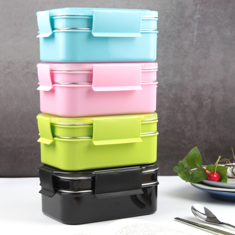 ONEUP Stainless Steel Double Layer Bento Lunch Box With Tableware