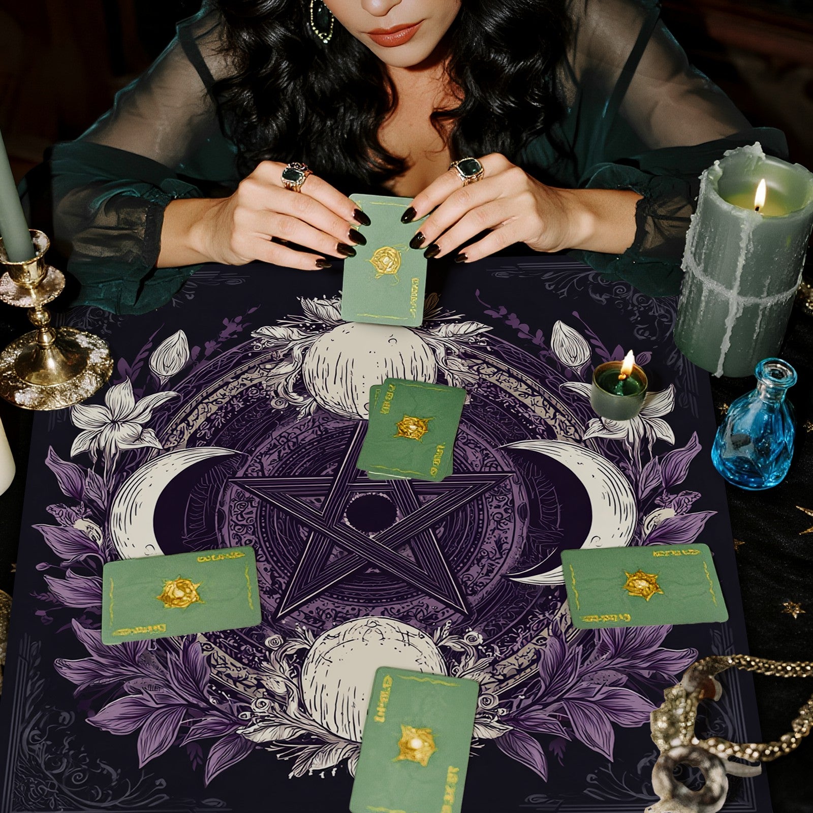 Decorative Tarot Tablecloth For Card Reading And Spiritual Use