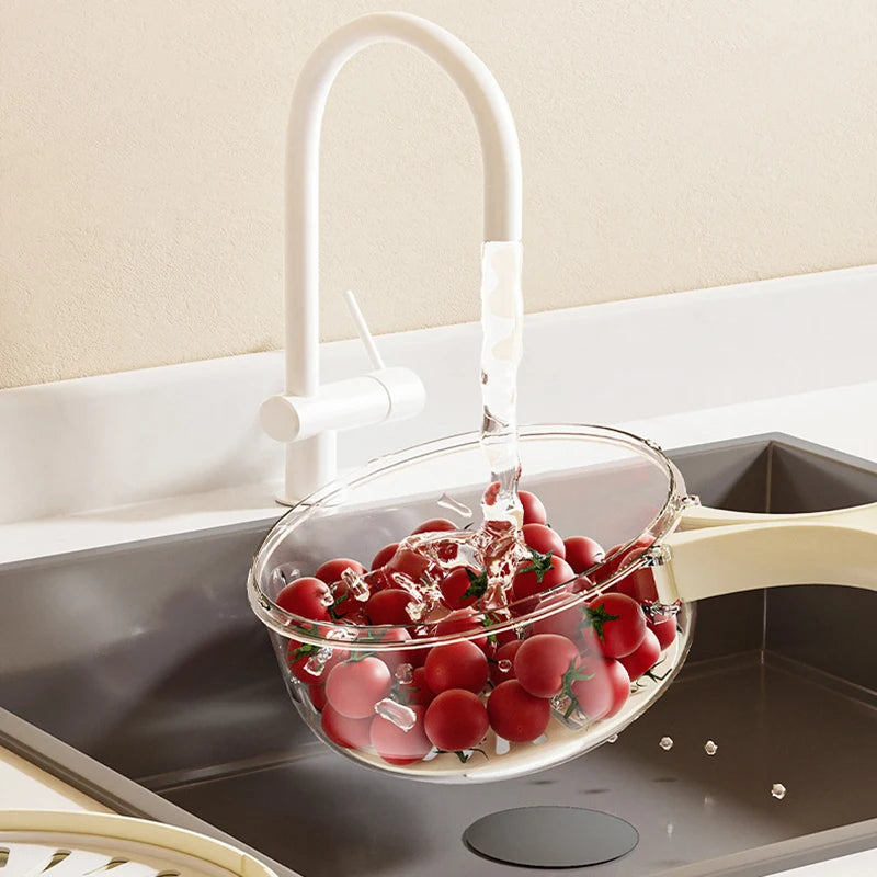 Foldable Fruit Washing Basket With Lid Vegetable Colander Kitchen Box