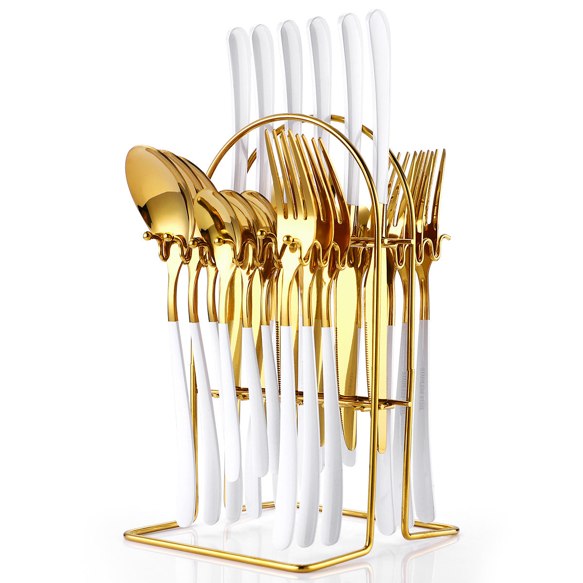 Stainless Steel Cutlery Set 24 Piece With Storage Rack