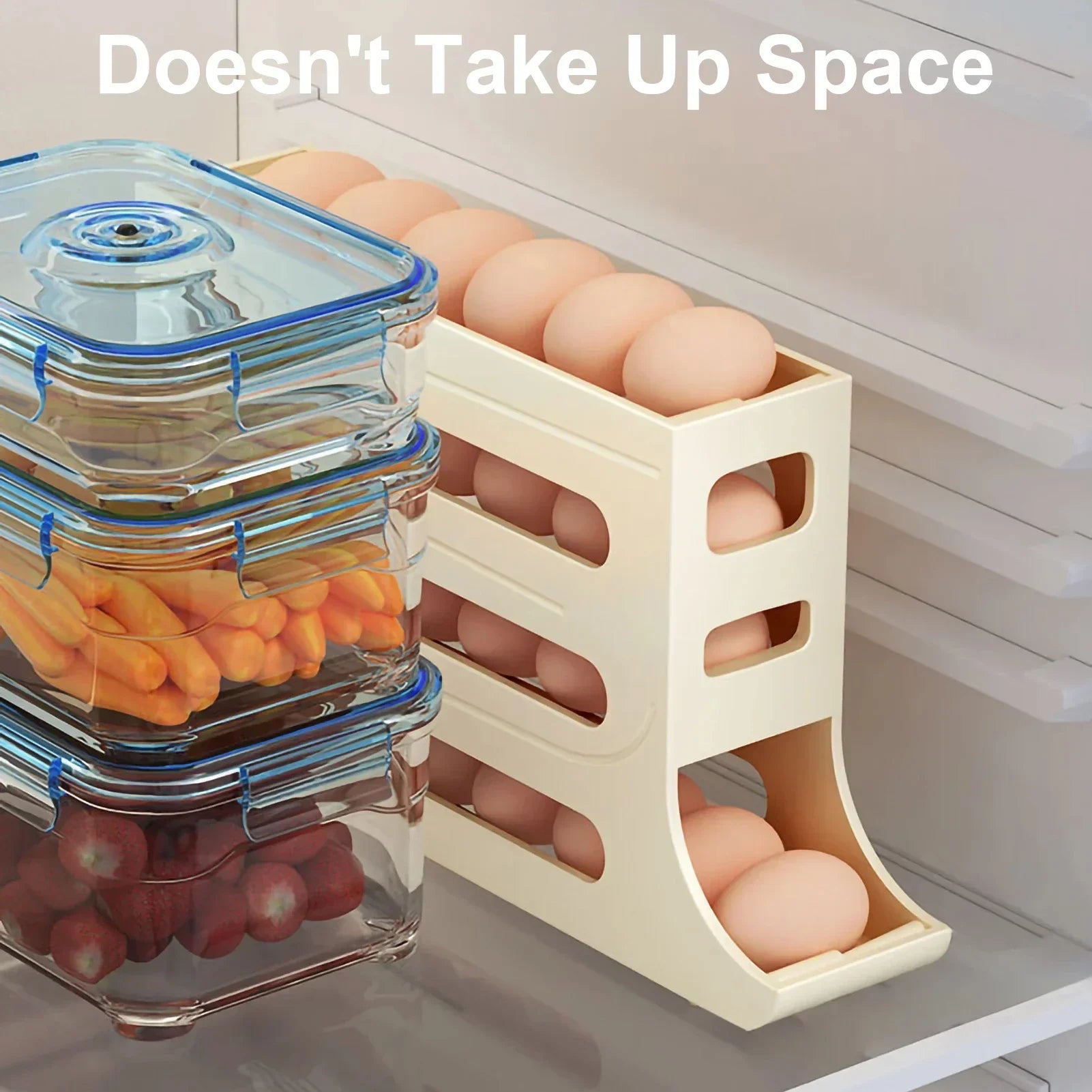 4-Layer Automatic Sliding Egg Storage Tray Refrigerator Holder