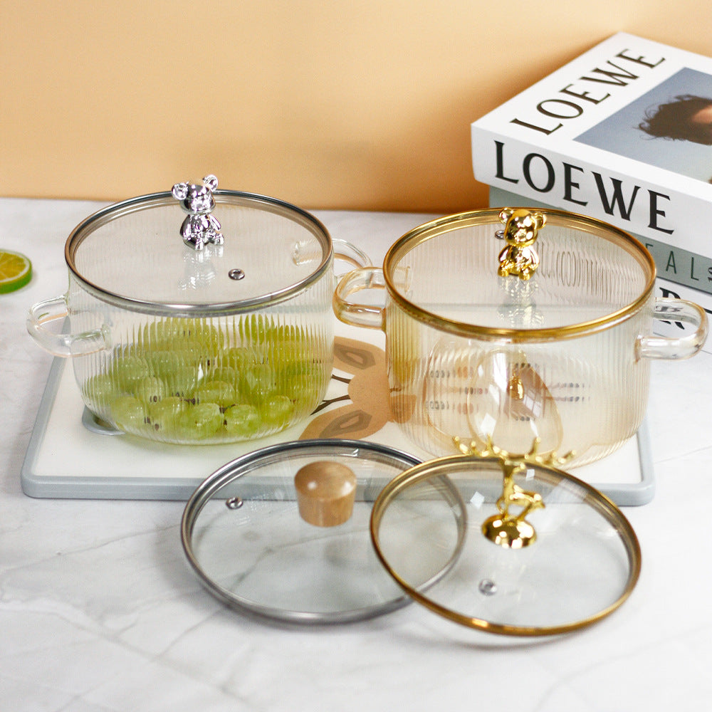 Double-Ear Transparent Glass Milk Pot And Hot Pot Bowl