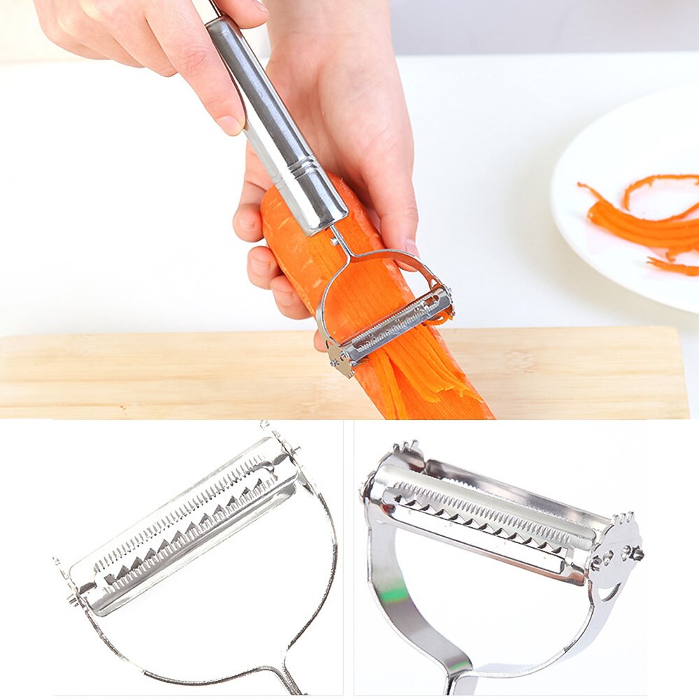 2 In 1 Stainless Steel Potato Peeler Julienne Grater Kitchen Tool