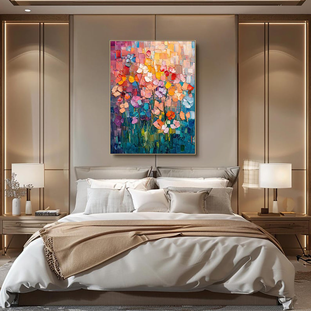 Hand-Painted Abstract Tulip Oil Painting Wall Art