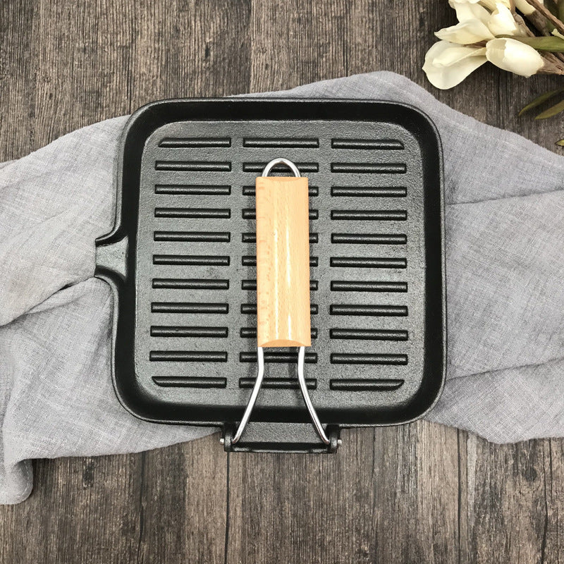Camping Cast Iron Steak Skillet Foldable Pan