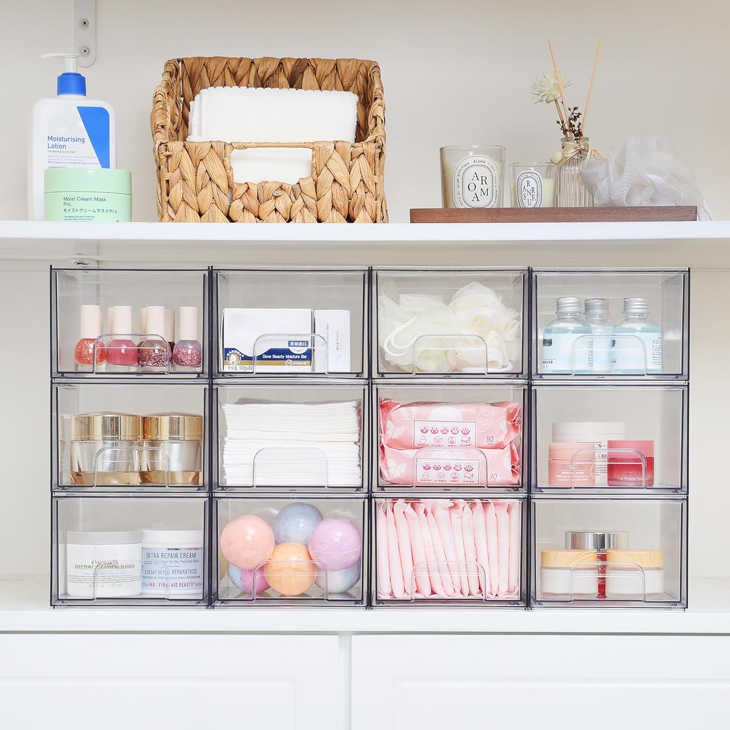 Clear Stackable Acrylic Storage Drawers Bathroom And Kitchen Organizer