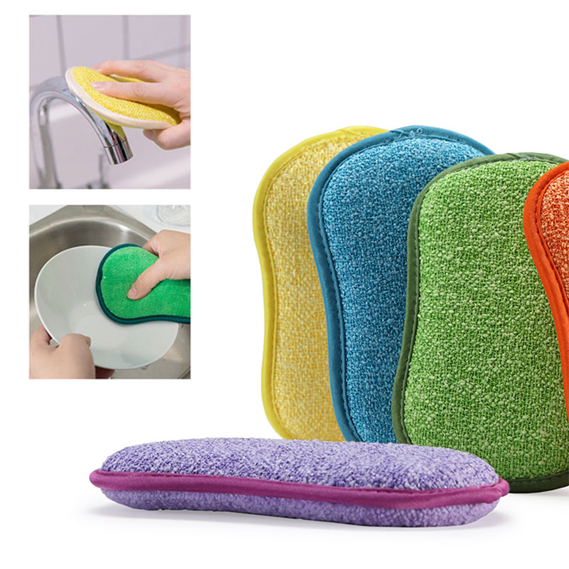 Double Sided Kitchen Cleaning Sponge Microfiber Non Stick Pot Cleaner