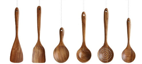 Thailand Teak Wood Kitchen Utensil Set Spoon Ladle Skimmer