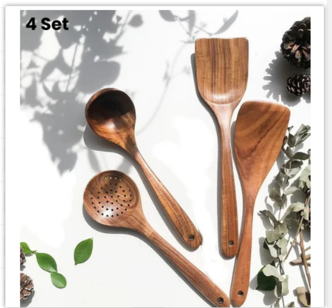 Thailand Teak Wood Kitchen Utensil Set Spoon Ladle Skimmer