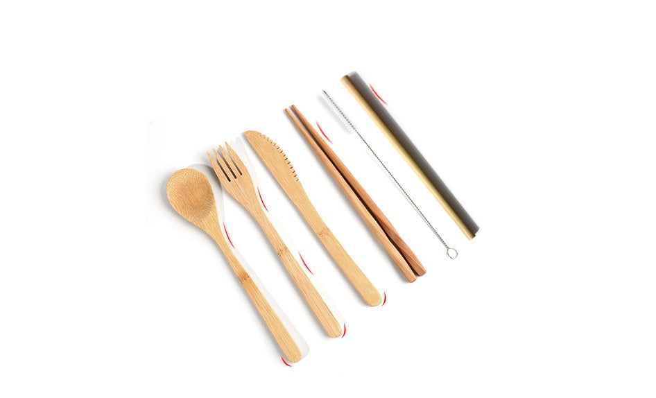 Reusable Bamboo Travel Cutlery Set With Pouch