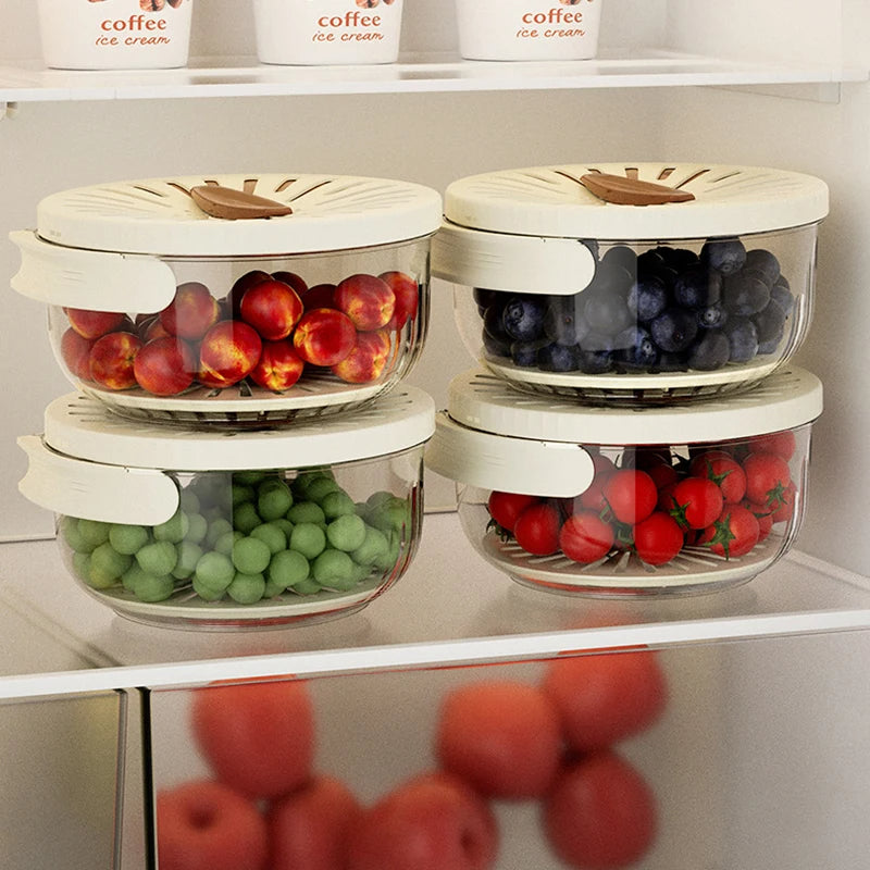 Foldable Fruit Washing Basket With Lid Vegetable Colander Kitchen Box