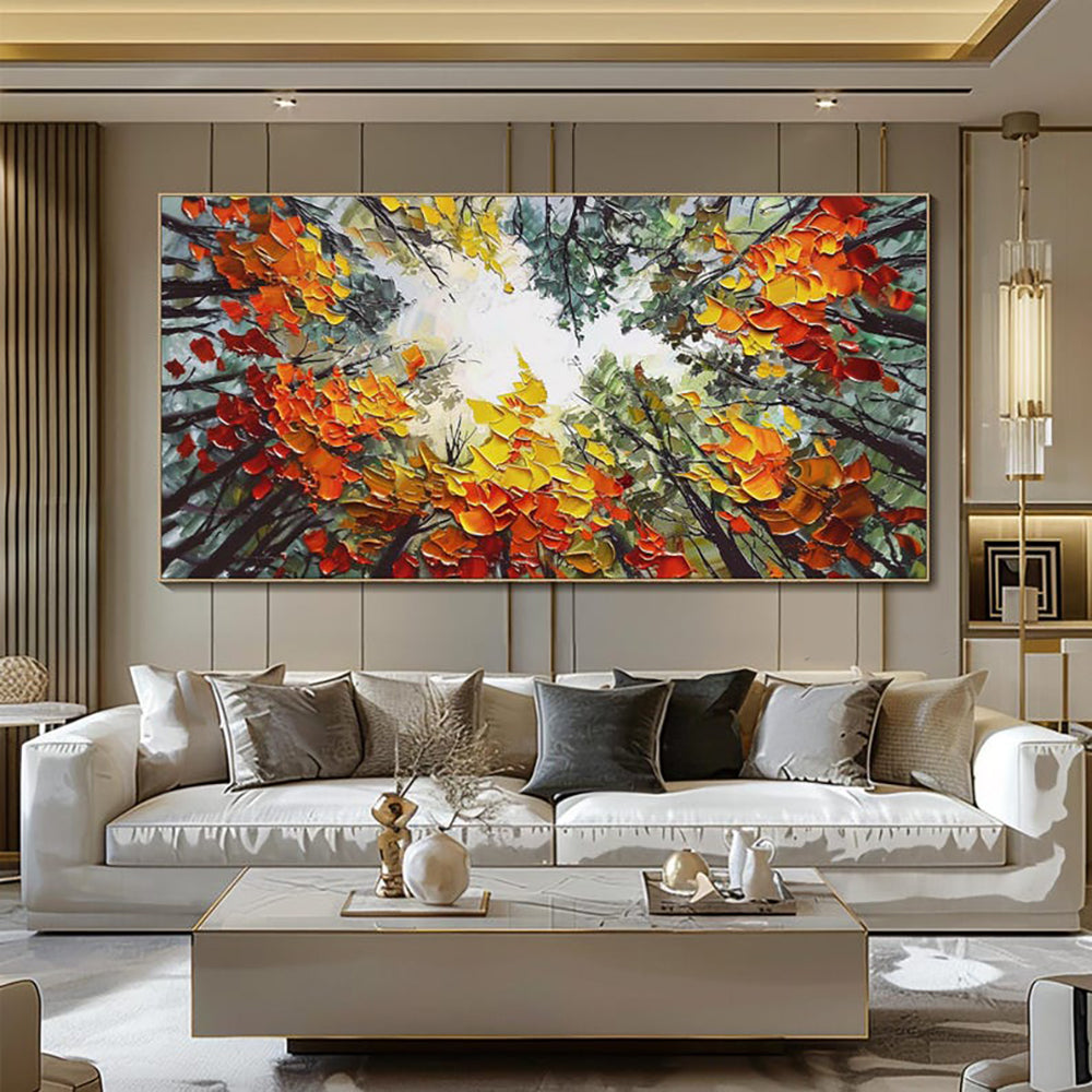 Modern Birch Forest Landscape Oil Painting Wall Decor
