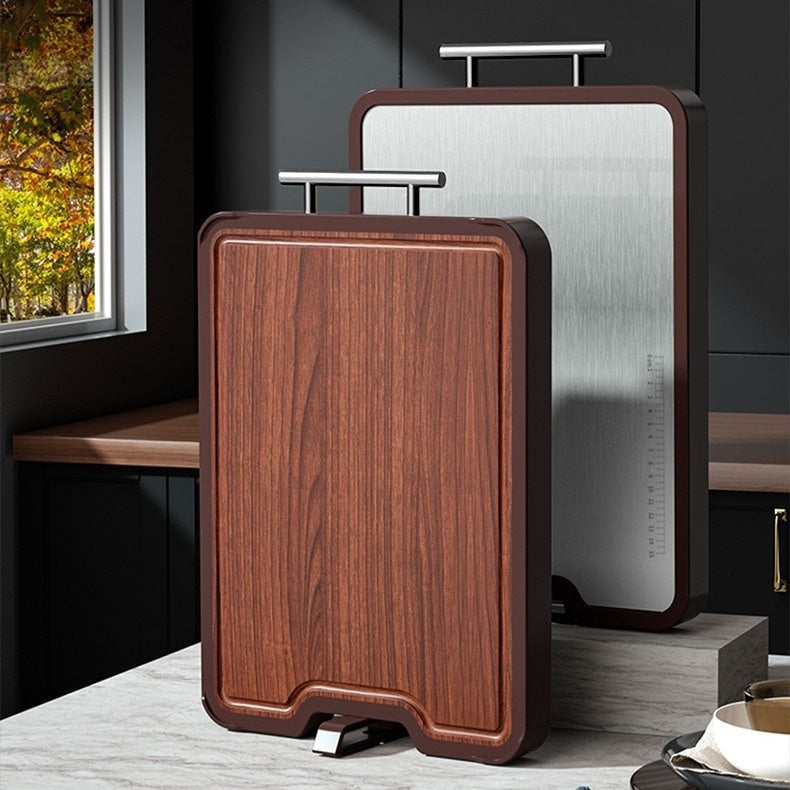 Double Sided Stainless Steel Ebony Cutting Board Antibacterial Design