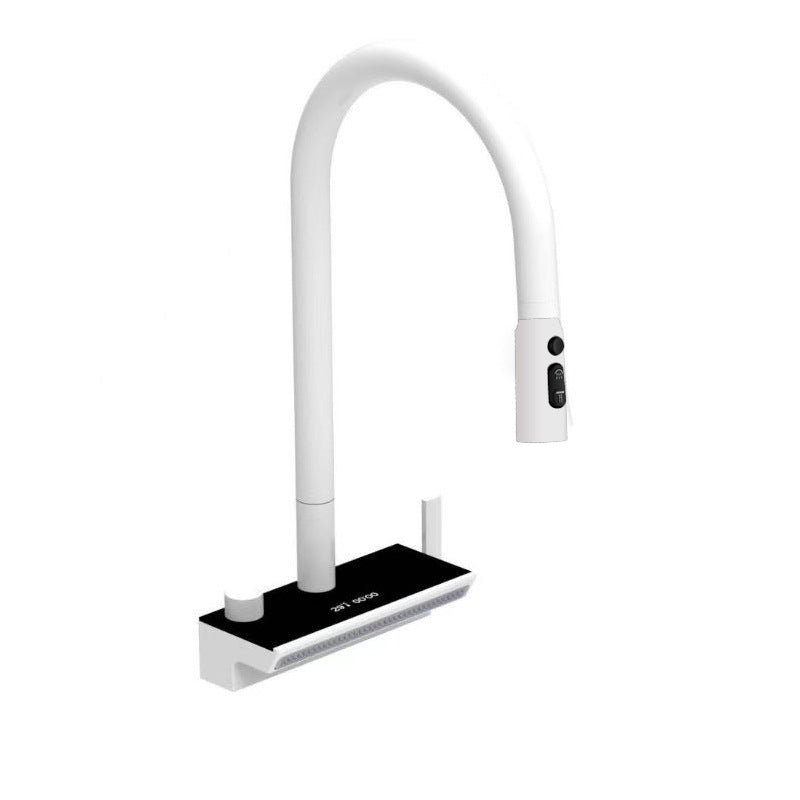 Gun Gray Stainless Steel Waterfall Kitchen Faucet Single Sink