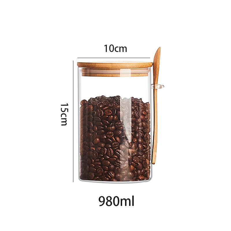 Wood Spoon Glass Food Storage Jar Set