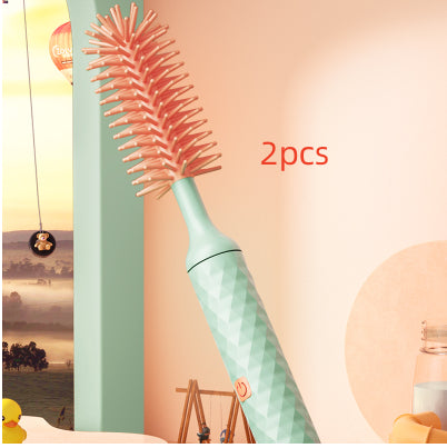 Electric Silicone Bottle Cleaning Brush Set 360° Rotating Battery Powered