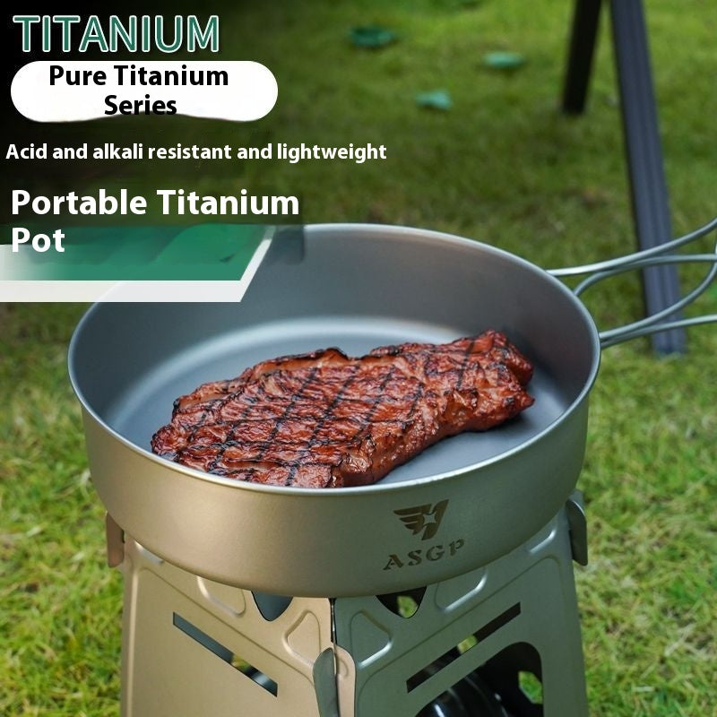 Ultralight Titanium Frying Pan Foldable Portable Camping Pot