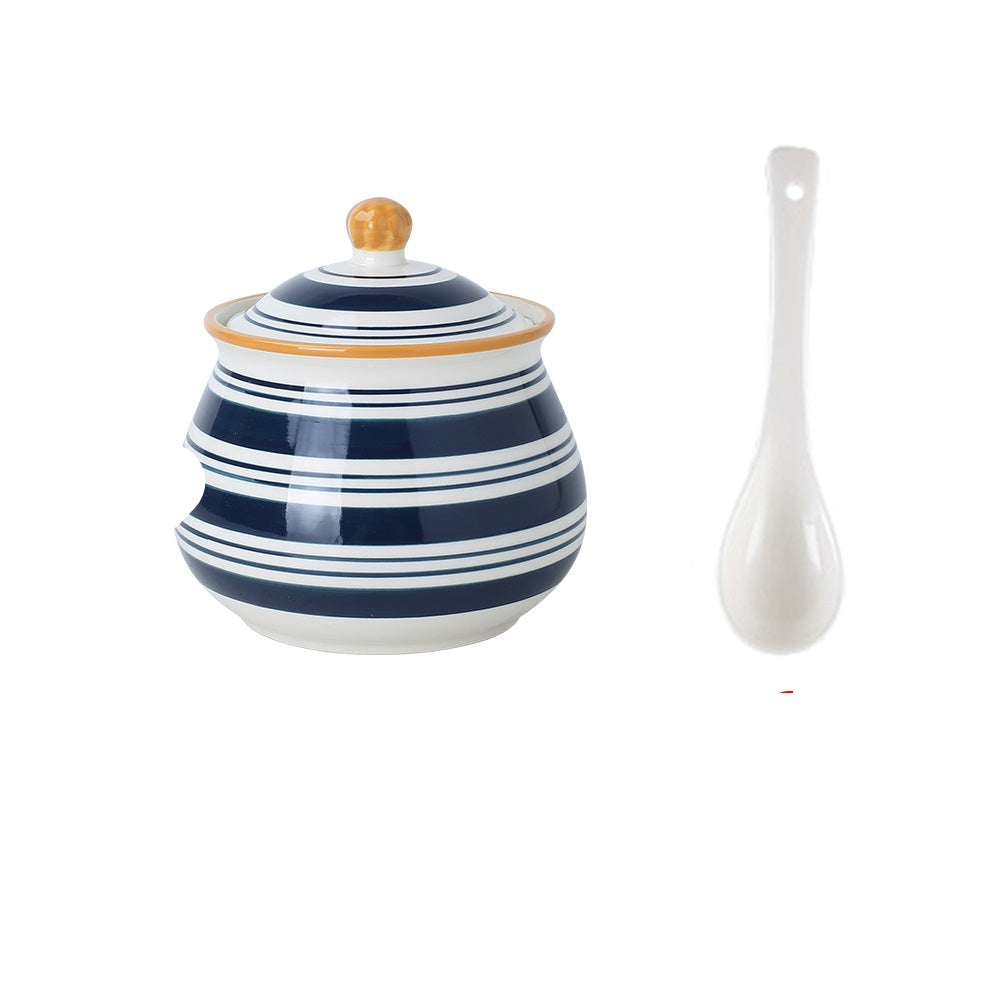 Household Kitchen Condiment Pot Ceramic Suit